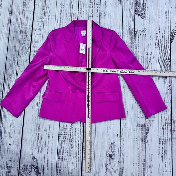 J.Crew Factory high-shine pink double-breasted blazer 8P petite NWT - Picture 3 of 9